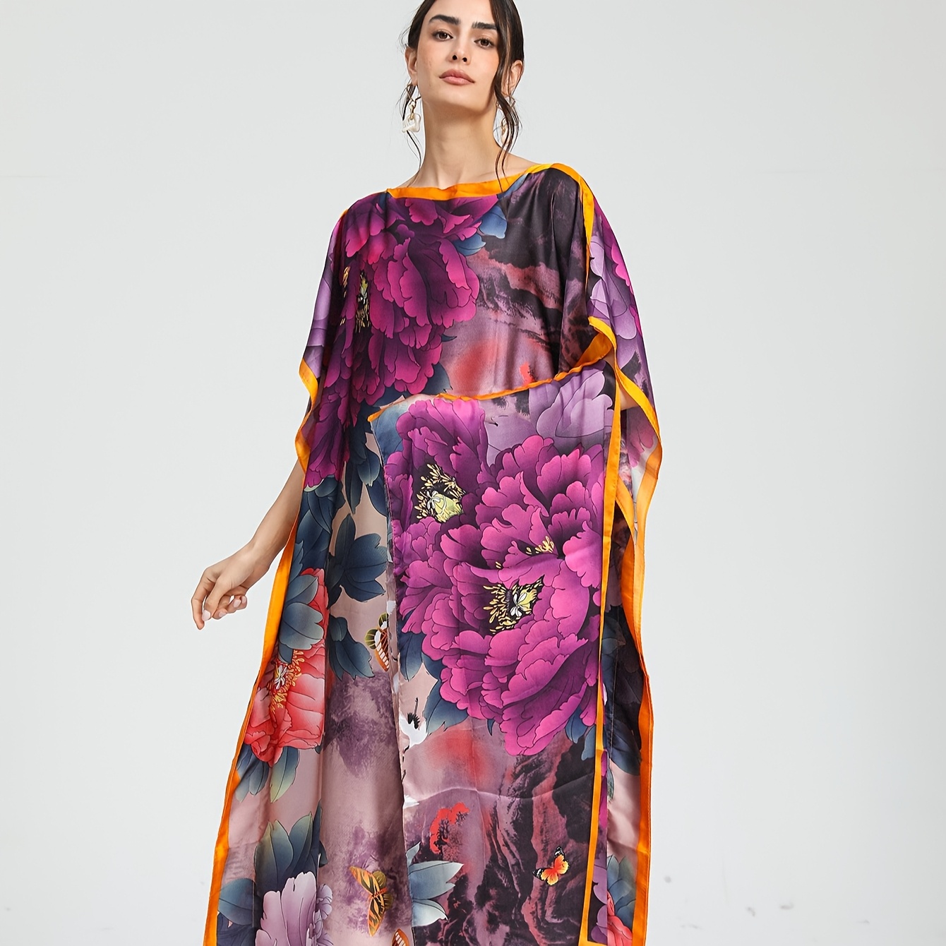 your fairy godmother dress rental Plus Size Elegant Shawl Bat-wing Sleeve Chiffon Evening Dresses with A main image 1