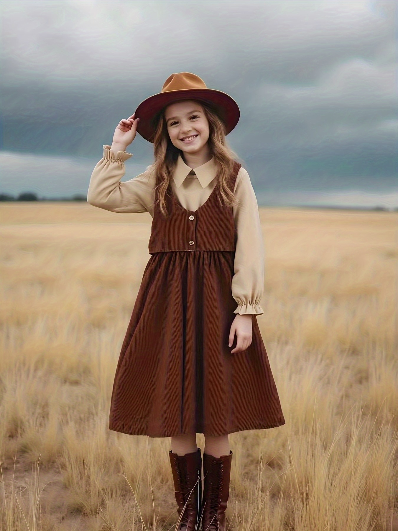 korean style long sleeve dress girls designed a - Temu Germany