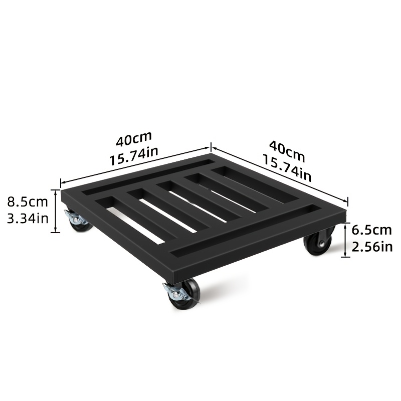 No Installation Required, A Set Of 2 Heavy-duty Plant Stands With Wheels, Measuring 40 Cm (15.75 Inches), Featuring Solid Rubber Wheels For Indoor And Outdoor Garden Use, With Adjustable And Lockable
