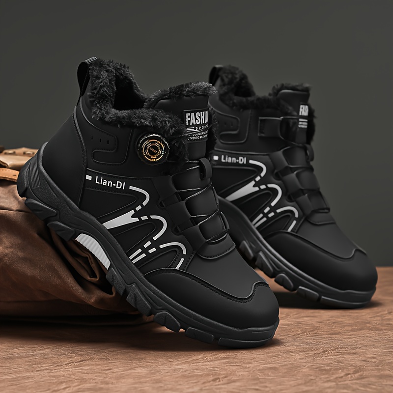 Herren Winter Sneakers - Slip-Resistent Tractie Buiten, Gevoerde EVA Inlegzool & PU Bovenwerk - Lage Veterschoenen in Mosterdgeel/Zwart voor Dagelijks Gebruik, Kantoor, Semi-Formeel - Koude Weer Schoeisel, Outdoor Wandelen, Stijlvolle Voetkleding, Warme Voering, Urban Wear