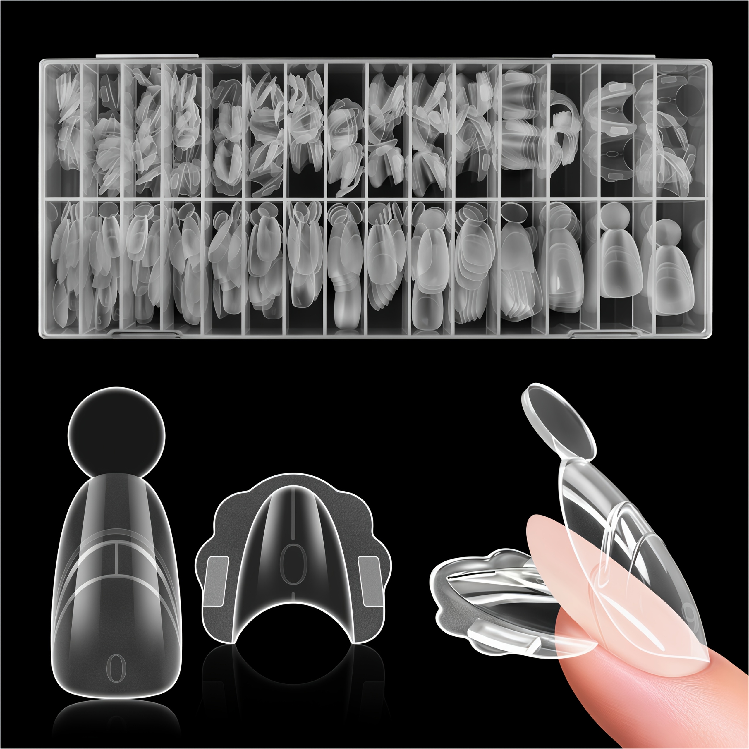 TEMU 280 piezas de moldes de uñas EBANKU originales para uñas cortas almendradas - Formas dobles adecuadas para extensión rápida de uñas, necesitan