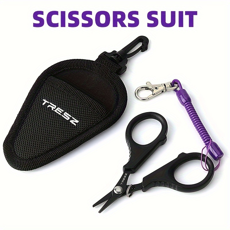 TEMU Tresz Stainless Steel Fishing Scissors | Small Single-sided Serrated Line Cutter For Nylon And Carbon Lines, Sharp And Rust-proof With Spring Lanyard