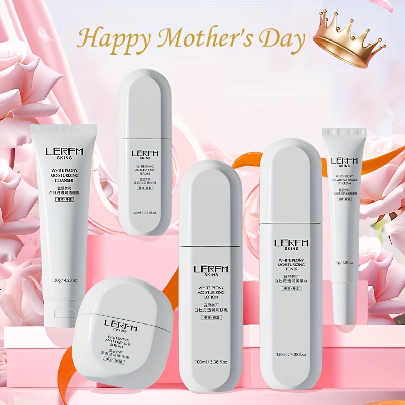 white peony firming skincare set with ginseng vitamin e and other light beige   ingredients locks in moisture for smooth and bright   suitable for oily light beige holiday gift box mothers day present details 3
