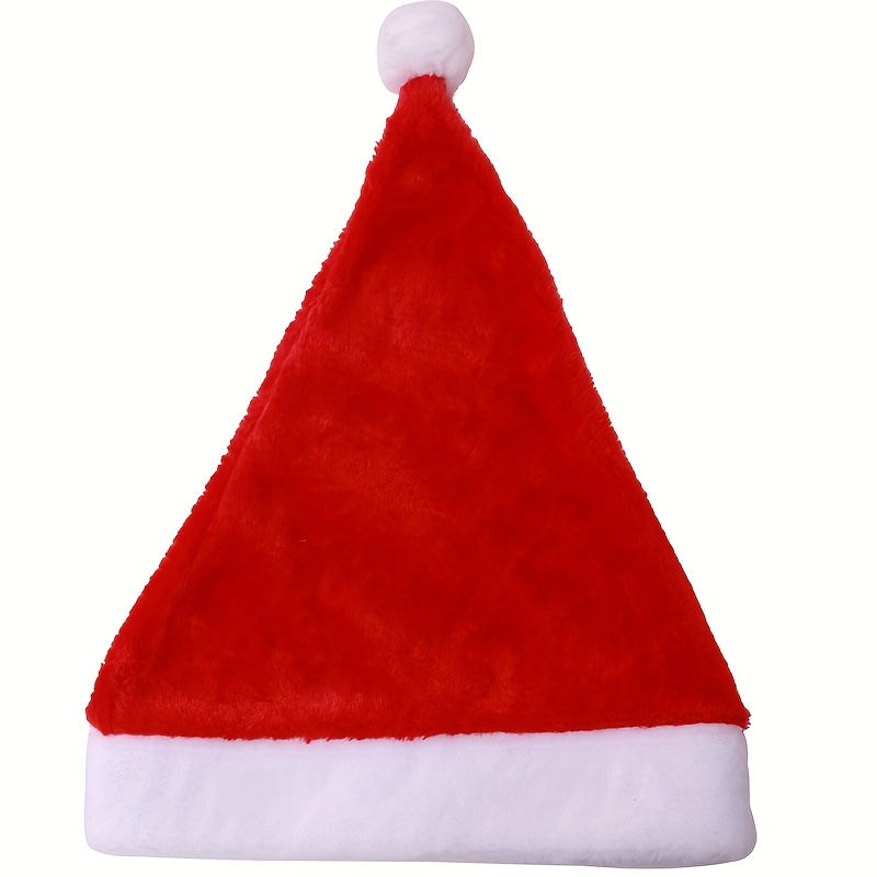 TEMU Santa Hat Short Plush Santa Claus Adult Christmas Hat Christmas Decoration
