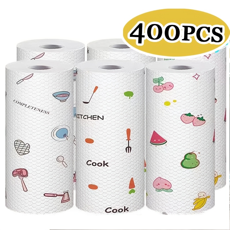 TEMU 400pcs Washable Kitchen Cleaning Cloths, Lazy Mop, Instant Cleaning And Durable. Roll-up Dish Towels, Suitable For Kitchen, Car, Living Room,