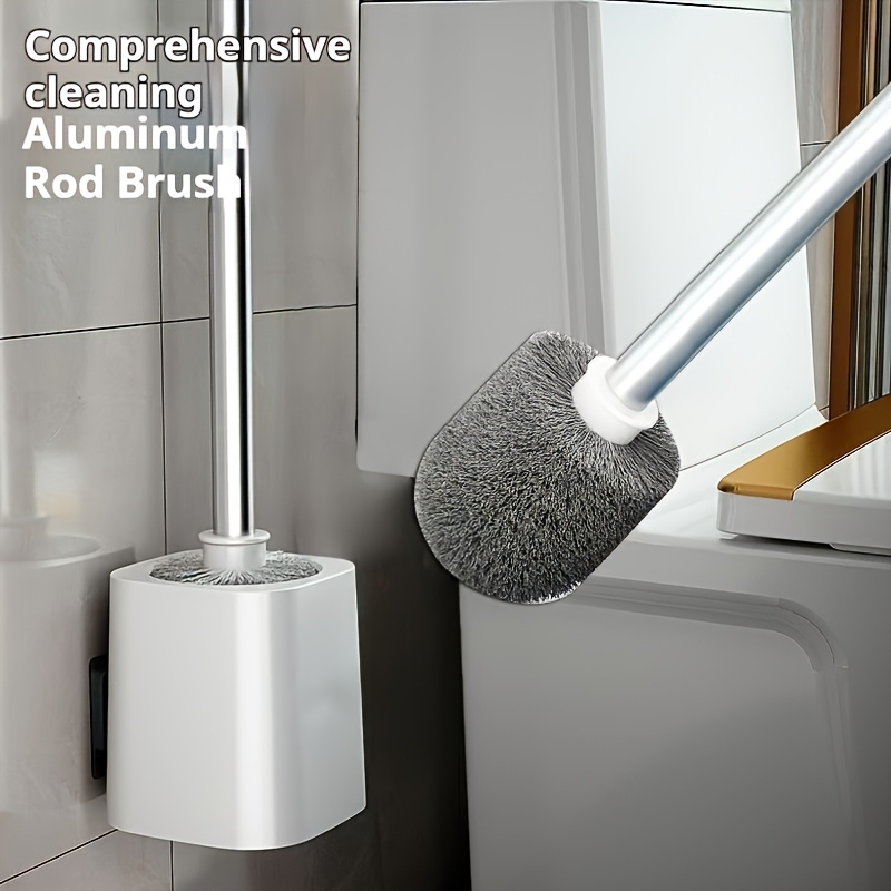 TEMU 1 Ensemble Brosse de Toilette avec Support, Style Double Usage Mural et sur Pied, Poils pour Éliminer les Taches, Brosse de Toilette Domestique,
