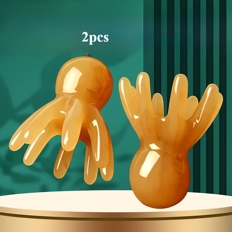 2 Octopus Scalp Massage Combs, Manual Spa Tool, Unscented, Non-electric, Battery-free Skincare Accessory