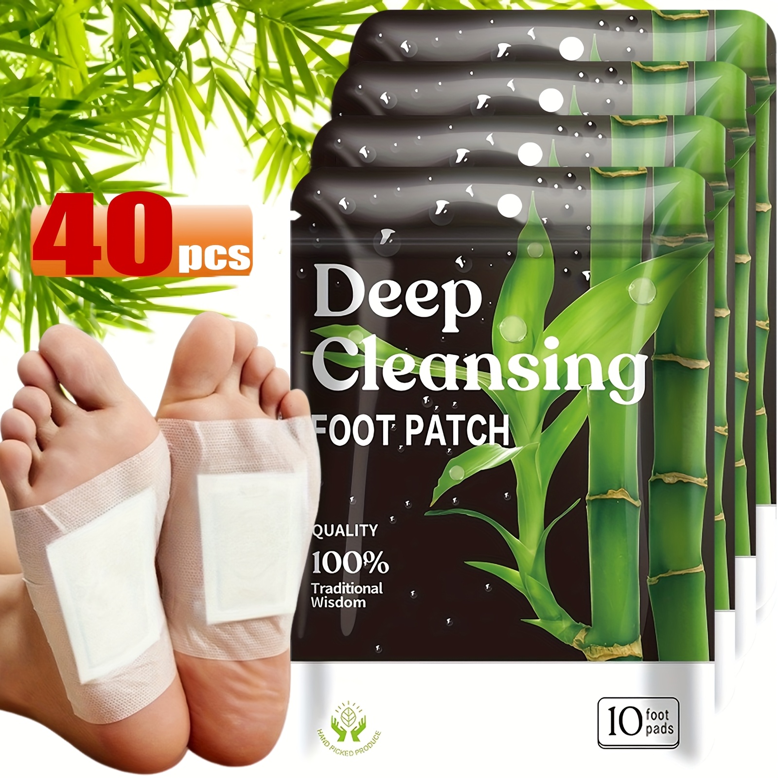 TEMU 4090150 Deep Cleaning And Care Foot Pads Natural Bamboo Vinegar Ginger Powder Plant Ingredients Enhance Cleaning And Moisturizing Effects
