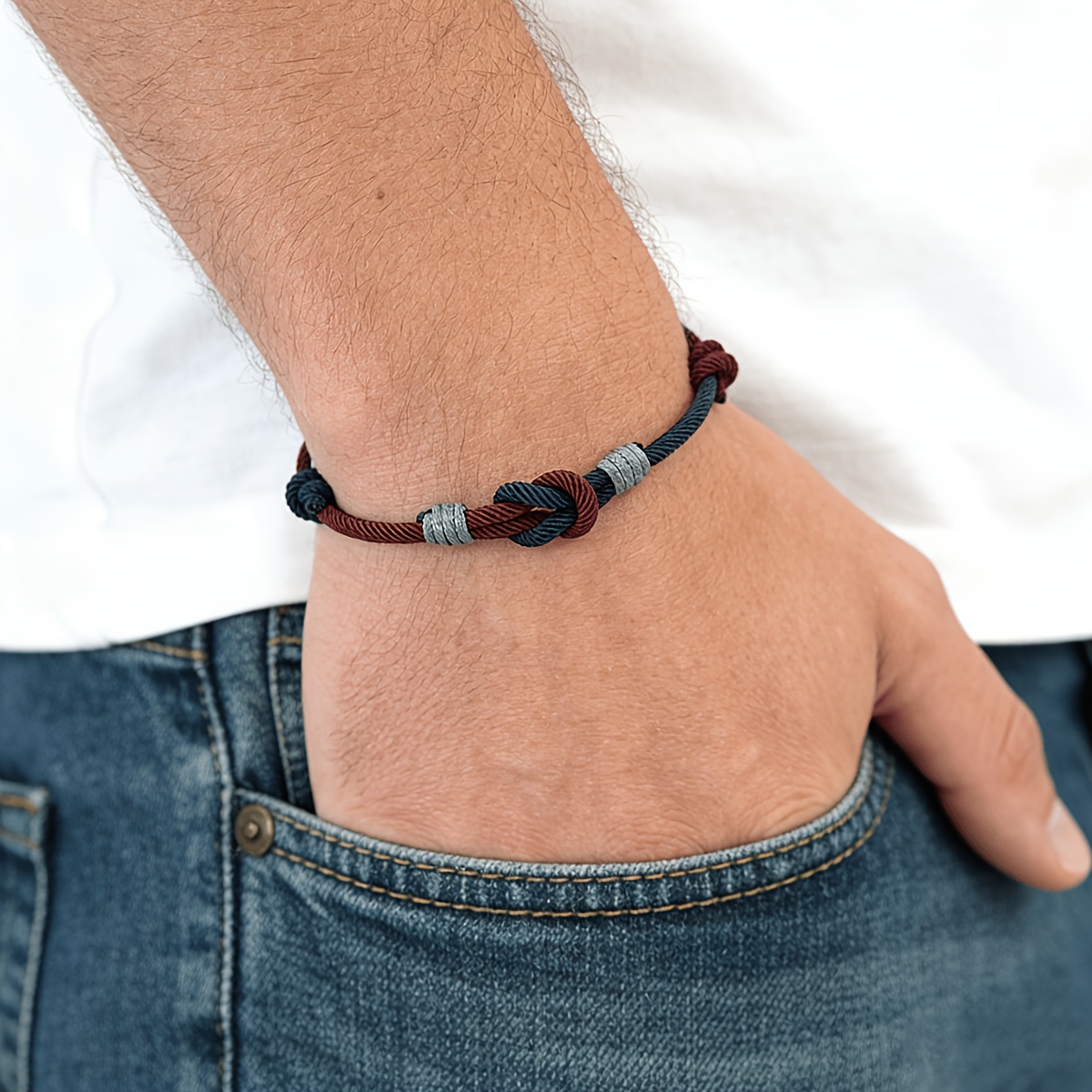 Men's Minimalist Braided Cord Bracelet, Handmade
