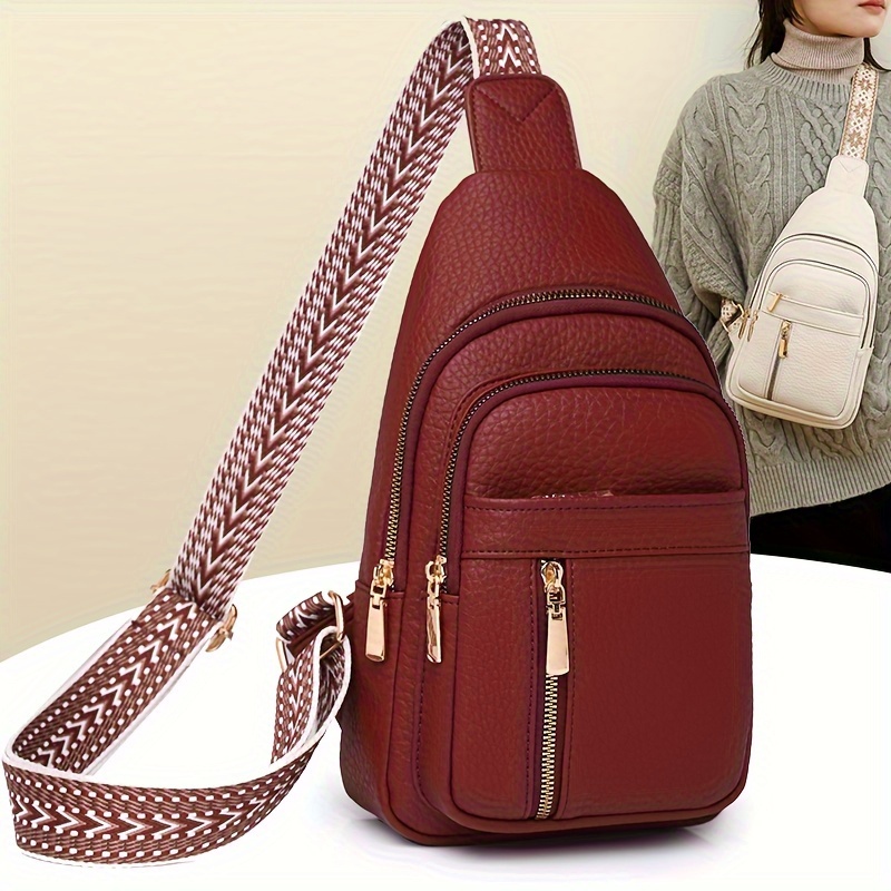

Fashion Casual Crossbody Chest Bag For Women With Adjustable Strap And Zipper Closure For Use
