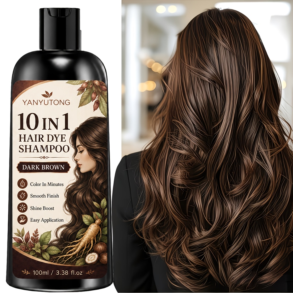 3.38oz Deep Brown Hair Dye Shampoo, Gentle And Skin-Friendly, with a Natural And Safe Formula That Nourishes, Cleanses, And Smooths. It Is a Easy And Stylish Hair Dye for Lazy People, Suitable for All Hair Types, And an Ideal Gift Choice