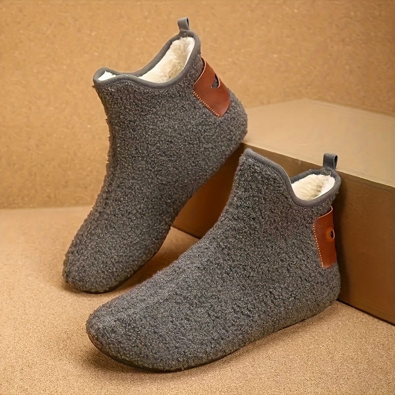 Image of Men's Cozy Autumn/winter Indoor Casual Slip-on Ankle Slippers With Anti-slip Sole And Warm Liningsuitable For