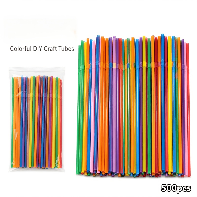 TEMU 500pcs, Assorted Random Colors, Handmade Diy Flexible Hollow Tubes, Suitable For Model Making, Geometric Crafts, , And Handmade Decorations