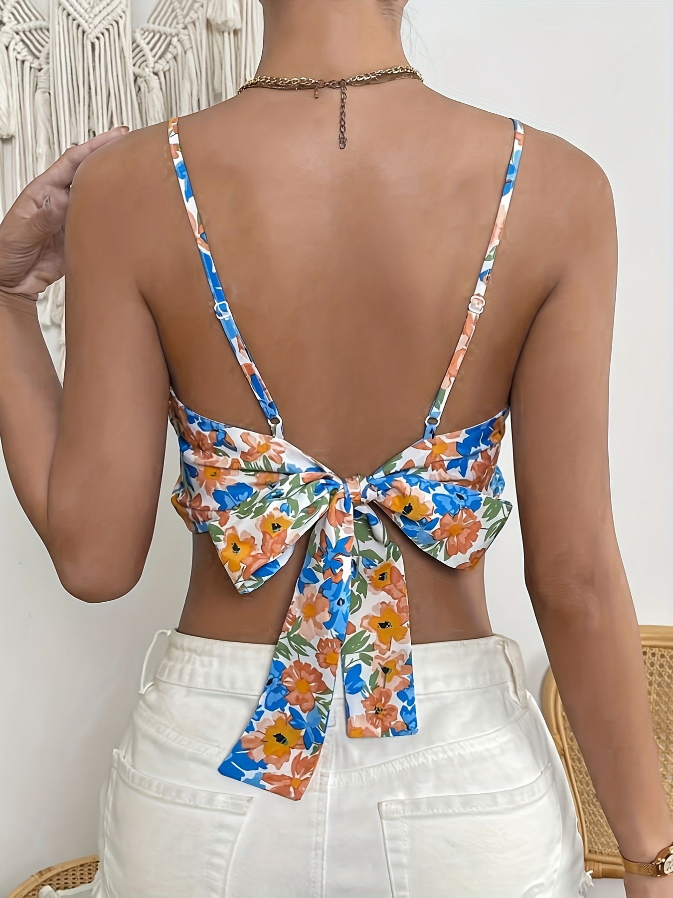 Printed Backless Cami Top