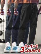 3pcs Men S Casual Sports Cargo Pants - Drawstring Waist, Print Zip Pockets, Multiple Pockets, Lightweight for , Ideal for Outdoor Running & Training, Casual Wear Pants | Cargo Style Pants | Lightweight Fabric