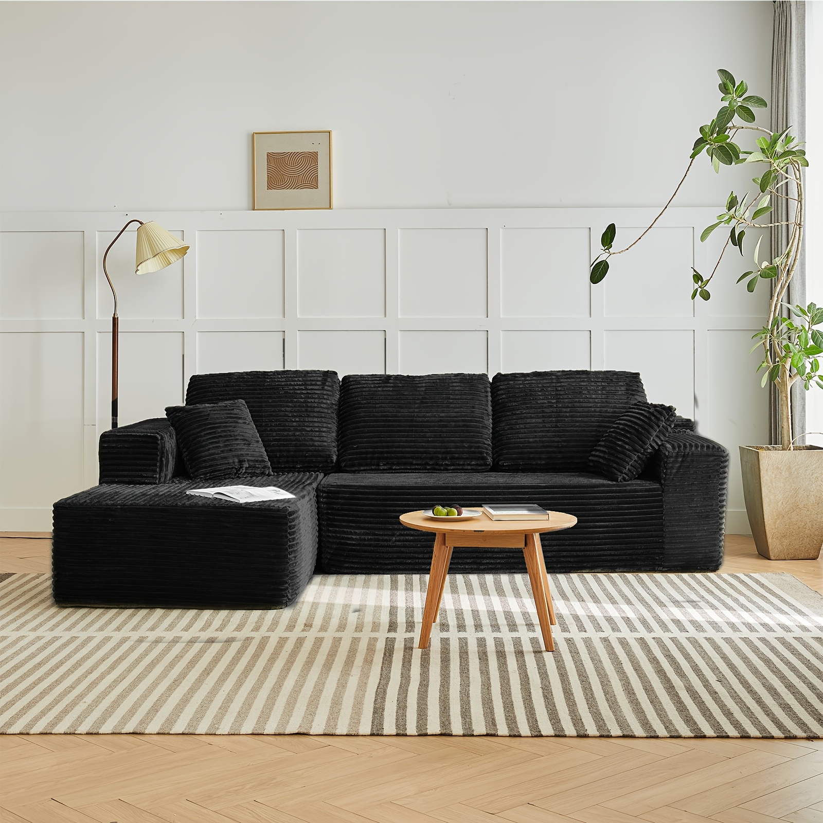 TEMU 104" Sectional Sofa Couch, L Shaped Sofa With Deep Seat, Modern Upholstered Couches For Living Room Bedroom, No , (plush Corduroy)