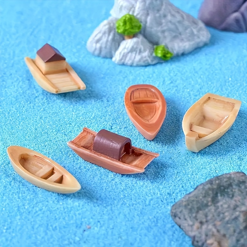 3pcs/set Random Miniature Boat Model Fishing Boat Toy DIY Craft Home  Desktop Decoration Gift Character Ornament DIY Micro Landscape Color