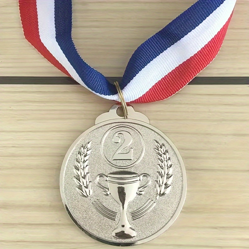 1pc 3pcs set golden silver bronze medals zinc alloy award medals with tri color ribbon for sports competitions recognition details 6