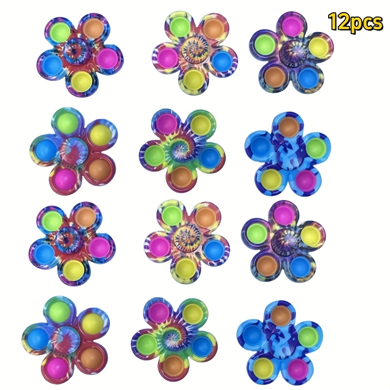 Image of 12 Packs Easy Popper Popping Bubble Spinners, Kids Party Favors Fidget Toys Pop Fidget Toys, Autism Sensory Toys For Adhd Classroom Prizes Party Favors Gifts For Kids, Random Color
