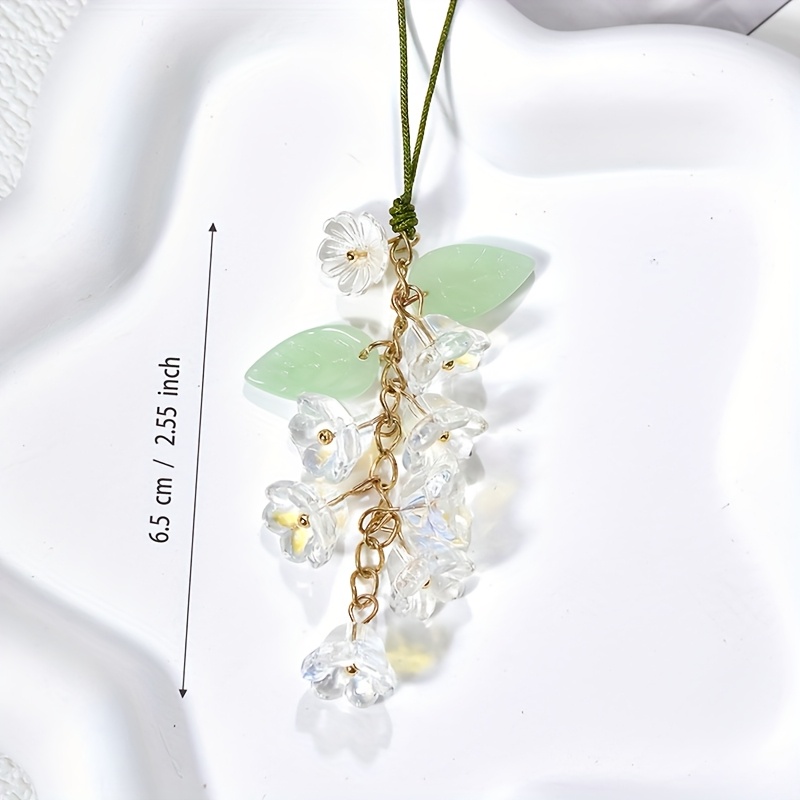 TEMU 100 Glass Lily Of The Valley Beaded Lanyard For Mobile Phone - Handmade 6 Colors, Cute , Durable Phone Accessory For Girlfriend, Birthday Gift,