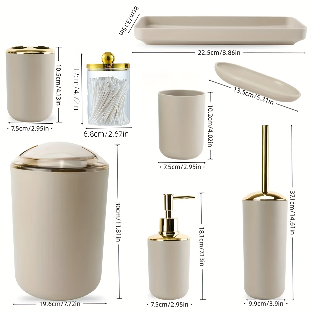 9pcs Bathroom Accessory Set, Complete Essentials