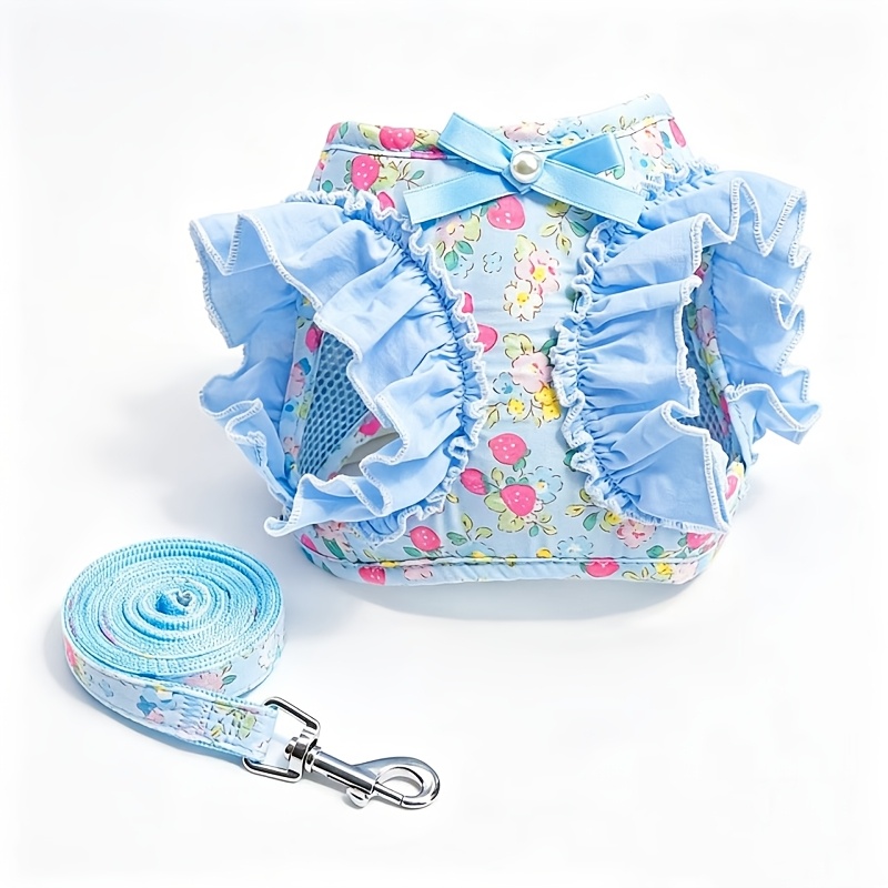 Cartoon Strawberry Print Pet Harness and Leash Set