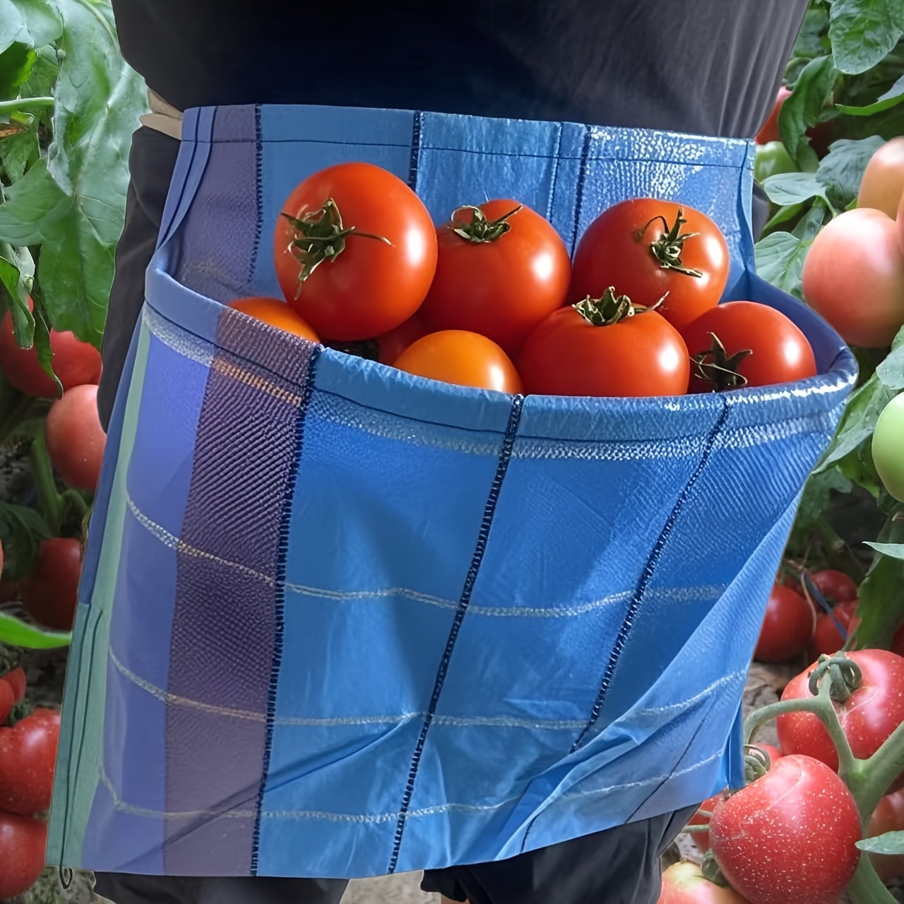 TEMU Durable Pe Gardening Picking Apron With Large Pockets - Random Color For Fruit & Vegetable Harvest (tomatoes, , Eggplant) - Lightweight & Sturdy