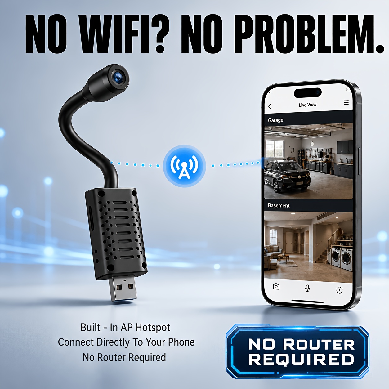 TEMU 1pc 1024p Smart Mini Camera, Motion Detection, Built-in Ap Hotspot, Real-time Viewing Without Internet, 2.4g Flexible Lens, Portable And