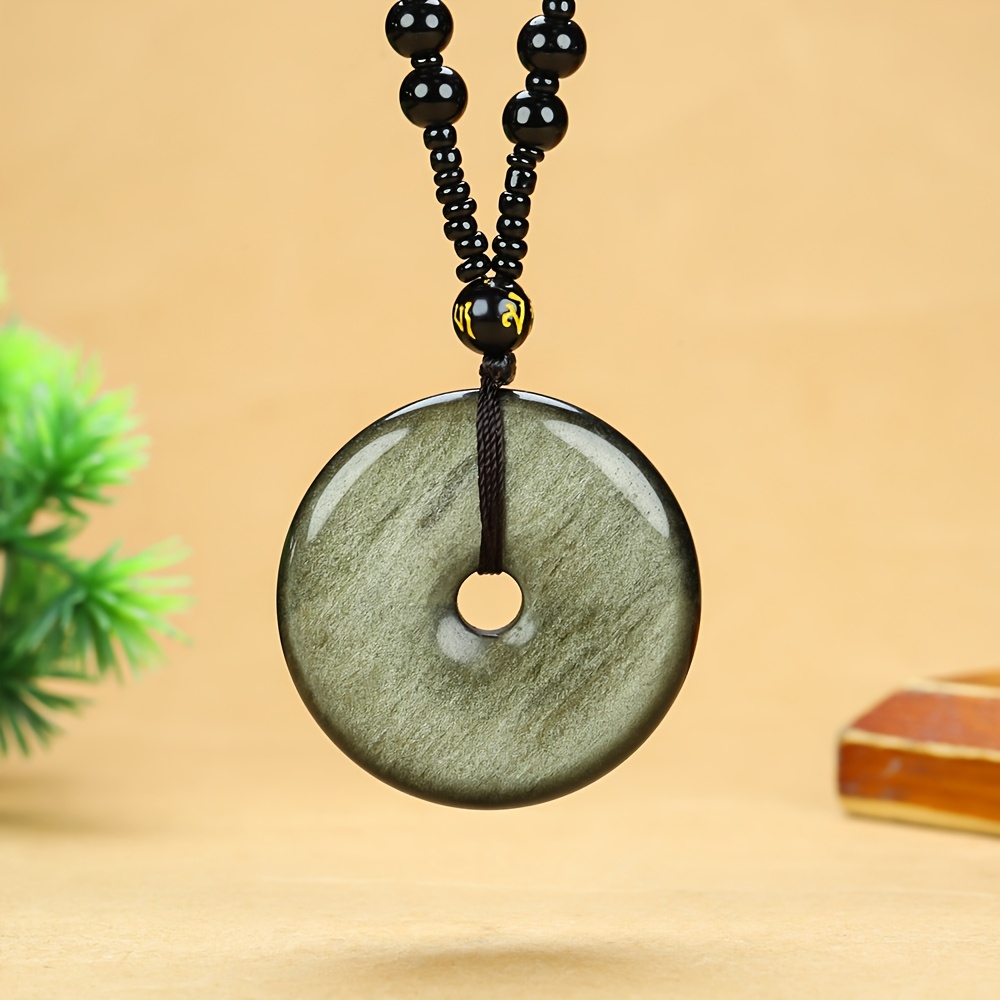 Fashionable Pingan Coin Pendant Necklace with Gradient Design