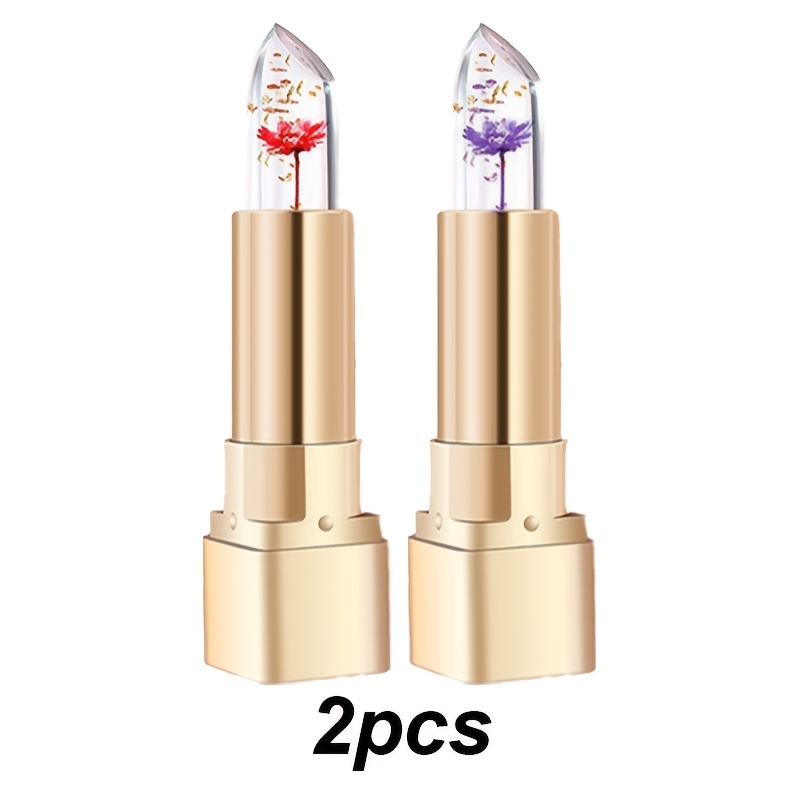 TEMU 2pcs Petal Jelly Color-changing Lipsticks. Offering Moisturizing Colored Lip Balm. Waterproof, Long-lasting, And Not Prone To Color Fading. It