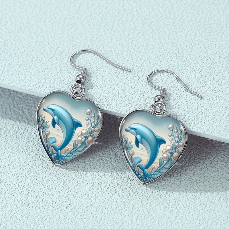 TEMU A Pair Of Heart-shaped Earrings Featuring Coral , Without Battery