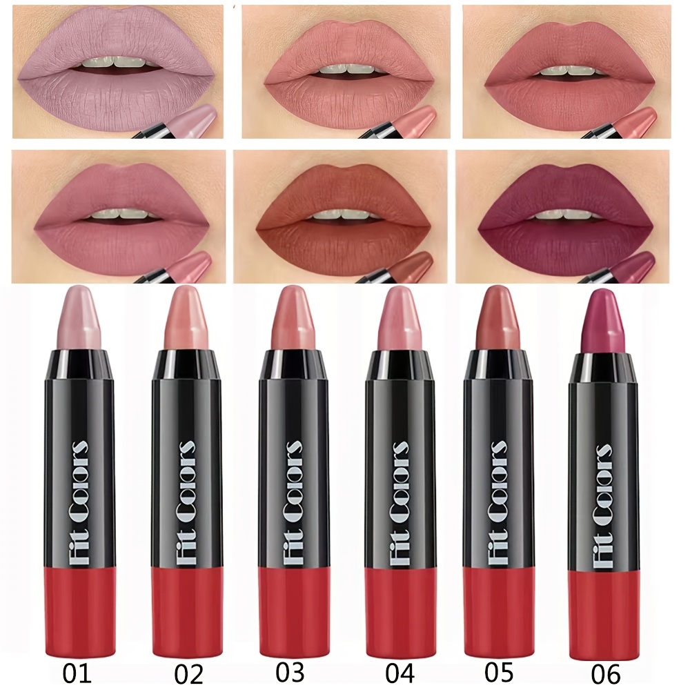 TEMU 6 Pieces, Crayon Lipstick, Matte Lipstick, Lipliner, Moisturizing Lipstick For Halloween