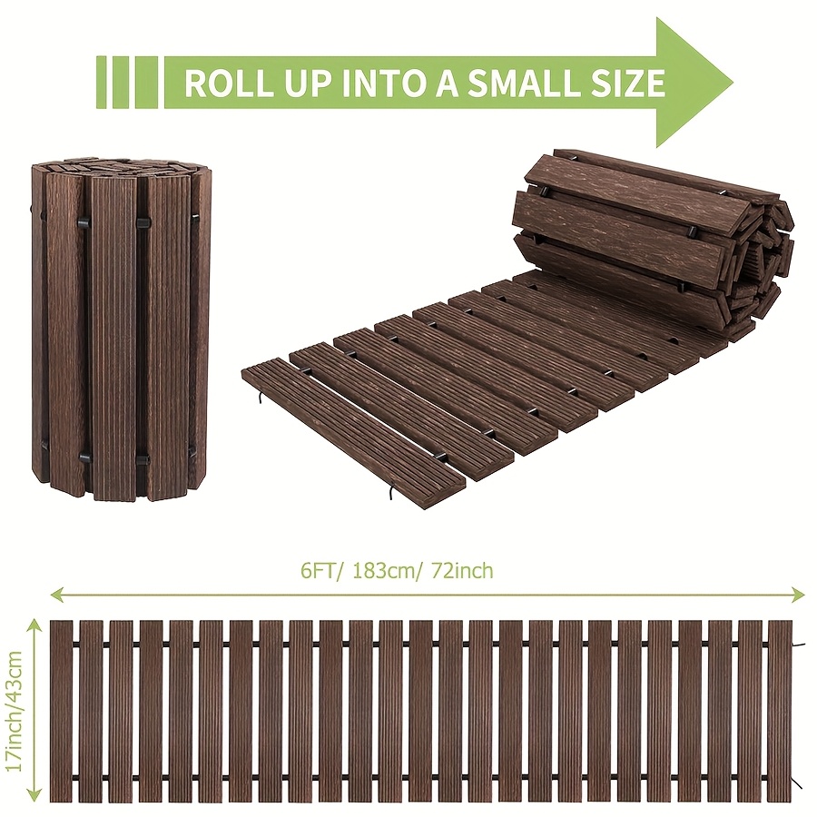 8 FT Roll-Out Gartenweg Aus Zedernholz – Wetterfest, Rutschfest, Tragbar – Für Garten, Strand, Hochzeit & Hinterhof