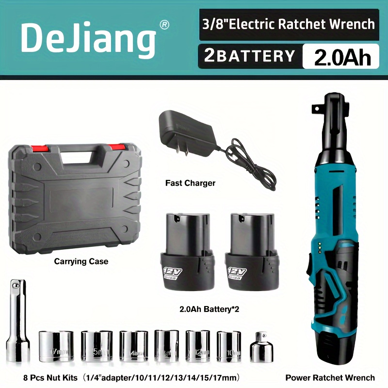 

Dejiang Cordless 12v Rechargeable Electric Wrench, 45nm 3/8 "ratchet Wrench, Removal Nut Auto Maintenance Tool, Right Angle Wrench, Power Tool