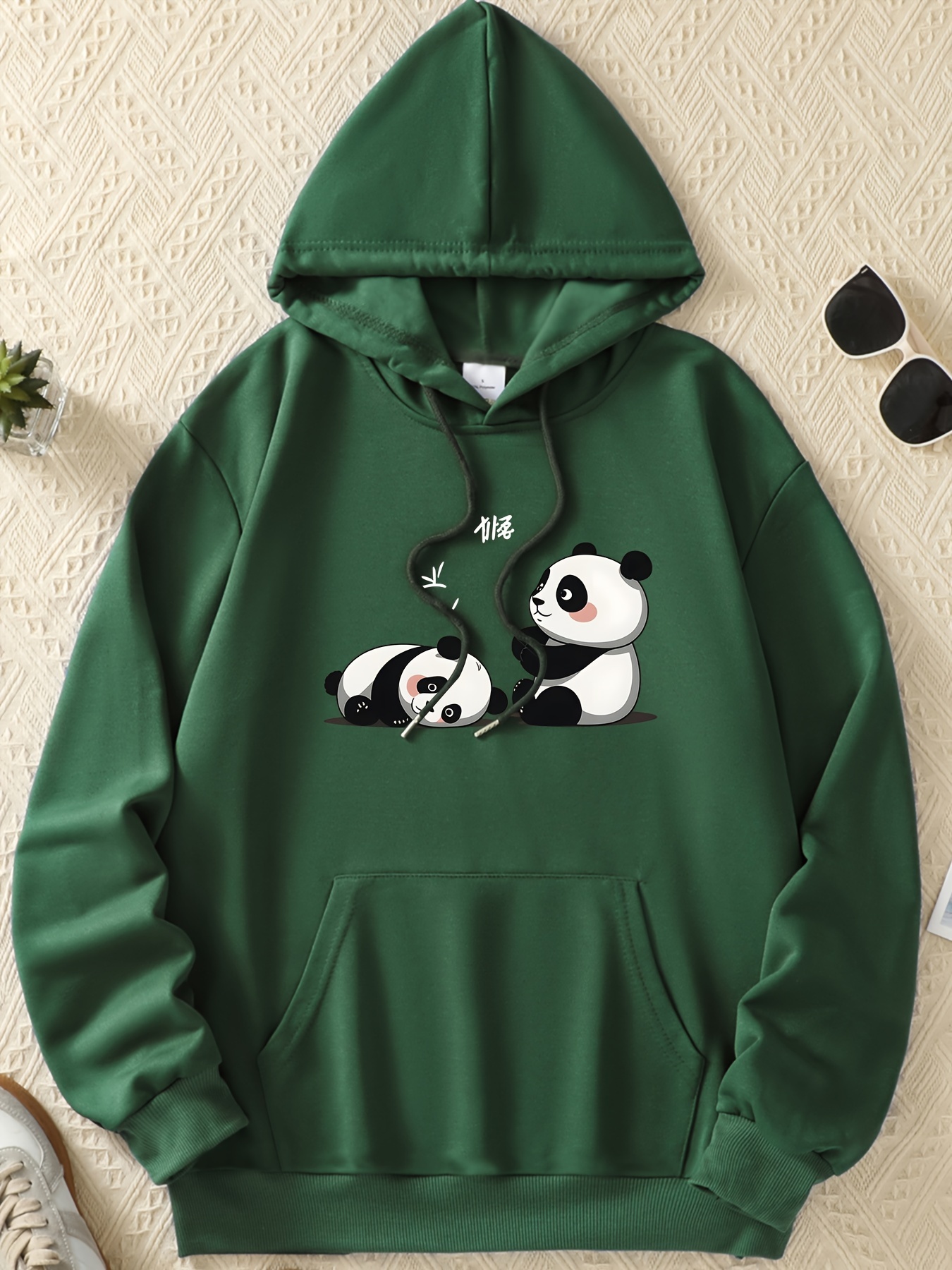 Clothing Panda Hoodie Mens Panda Print *'s Fleece Lined Hoodie
