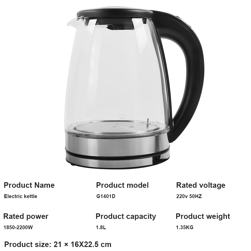 7-Color LED 1.8-Liter Electric Kettle with Automatic Circulation