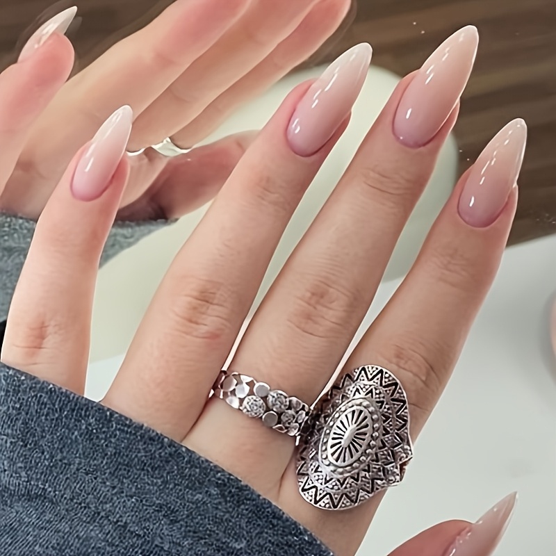 

24pcs Luxealmond -On Set - ongles en dégradé , longueur moyenne, de unie, de la gelée adhésive et une à ongles, un et des spéciales