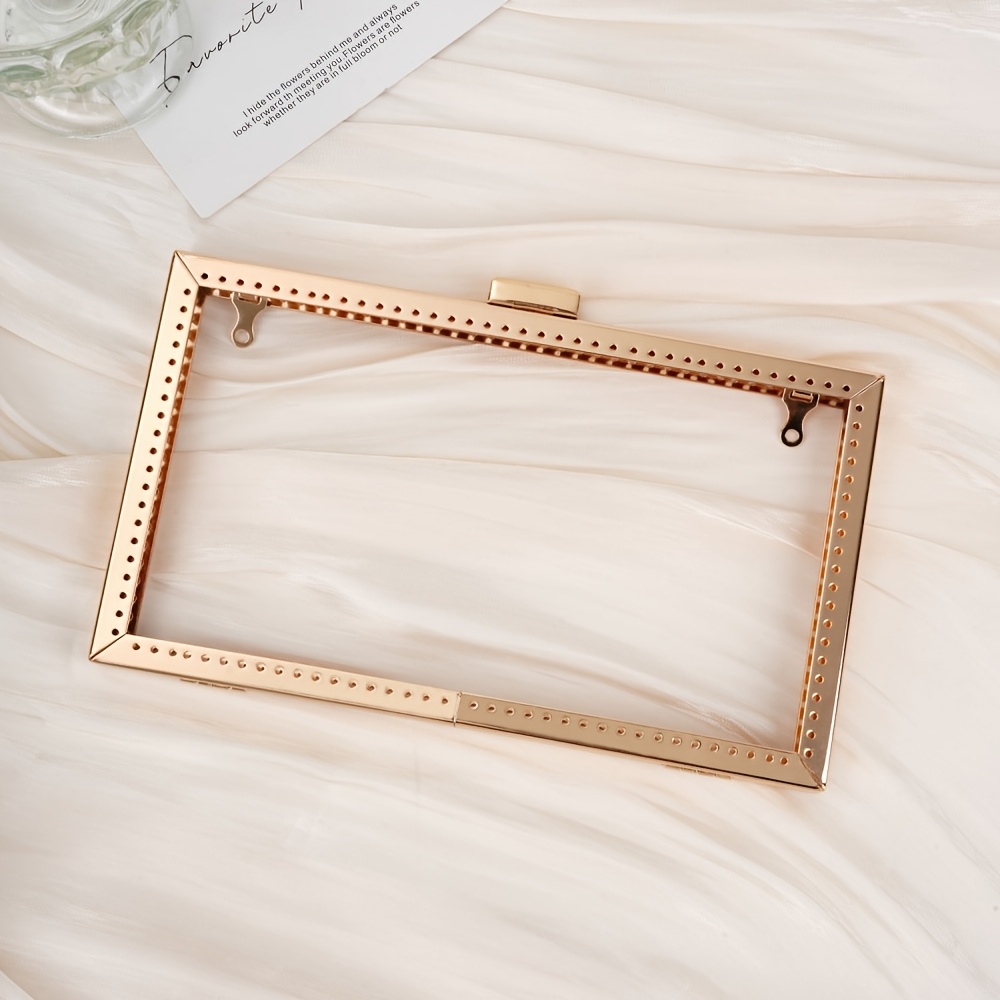 TEMU Square Metal Wallet Clasp, Featuring A Bright Golden Finish, A Neat Square Shape, And Delicate Perforated Edges. This Sturdy And Aesthetically