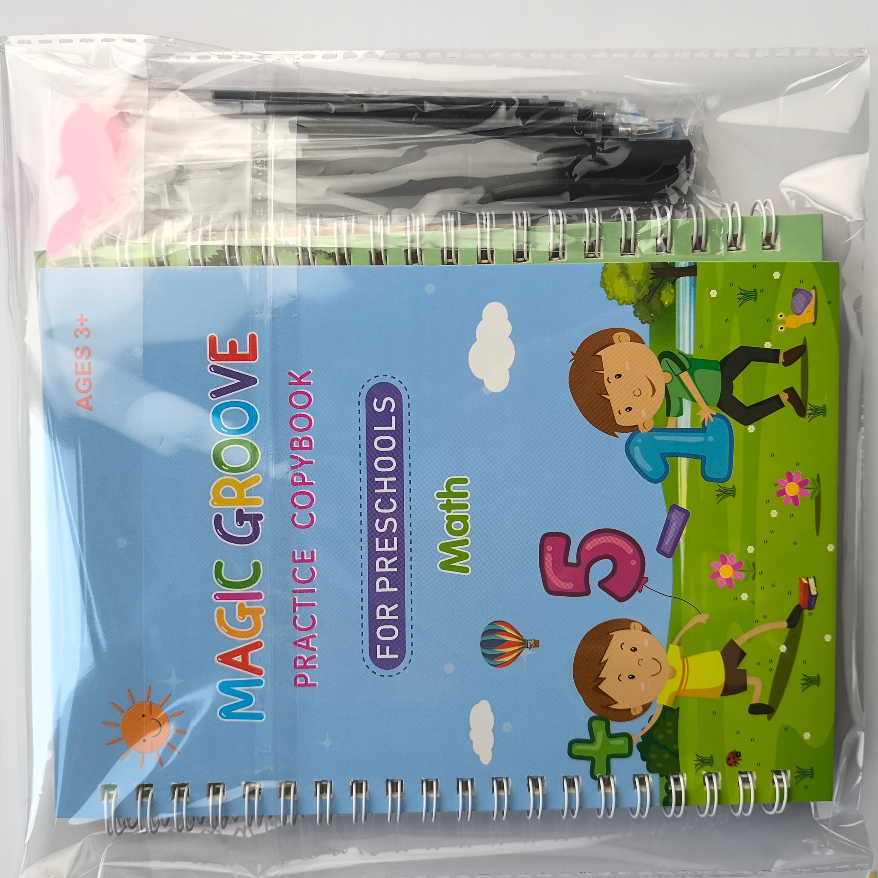 TEMU 4 Books+1 Pen+10 Pen Refills+1 Pen Grip, Children's Hard Pen Calligraphy Practice Calligraphy Magic Calligraphy Practice Book.