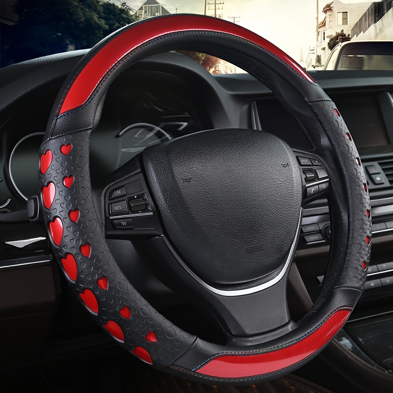 

New Car Steering Wheel Cover, Universal Faux Leather Film Fashion Sports 4 Seasons Car Interior Accessories