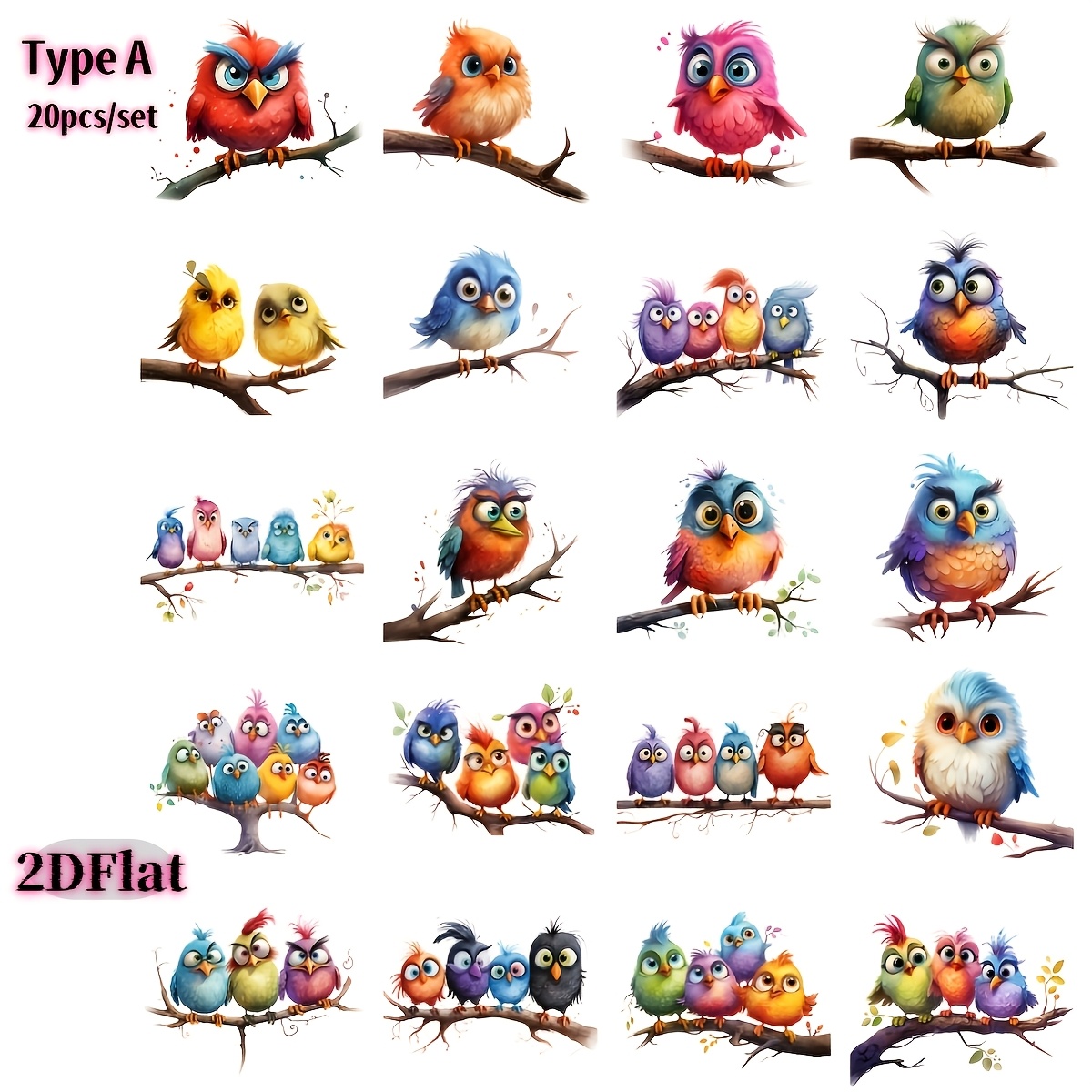 Image of 20pcs/set Handmade Creative Retro Tree Branches Fun Bird Notebook Stickers Booklet Decoration Stickers Diy Diary Stickers Magazine Decoration
