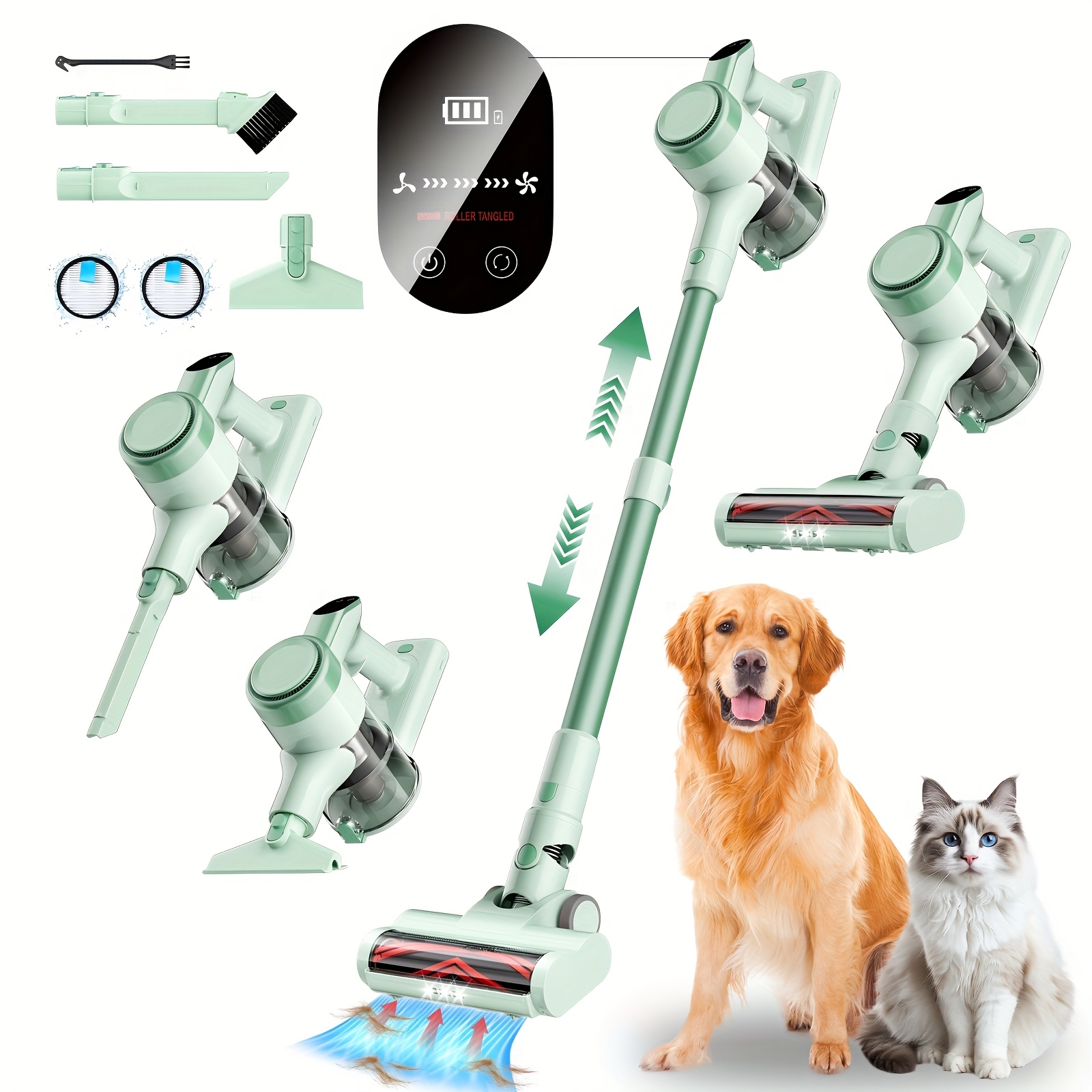 23kpa Vacuum Cleaners For Home, 300w Vacuum Cleaner, 180 Degree Rotatable Angle, Retractable Long Pole, Equipped With Sofa Brush, Used For Animal Hair, Bread , Pet Hair, Carpets And Floors