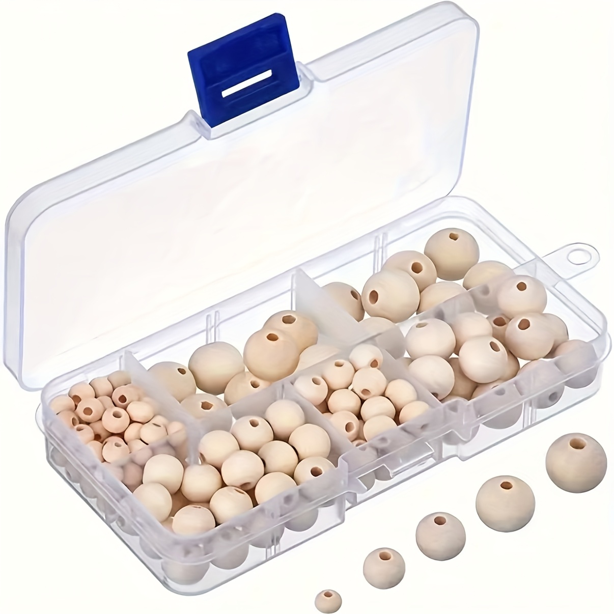 Wooden Beads For Threading With Storage Box, 150/280/300pcs Wooden Balls With Hole 6 To 14mm, Round Wooden Beads Natural, Small Beads Wooden Set, Wooden Balls For Crafts, Diy Jewellery, Bracelet