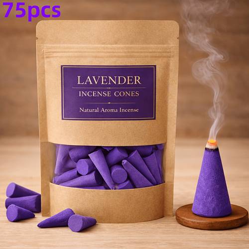 high quality lavender incense cones handmade incense piles purple natural pressed incense powder paper bag packaging meditation yoga relaxation fragrance bedroom living room bathroom air freshener desktop ornaments home