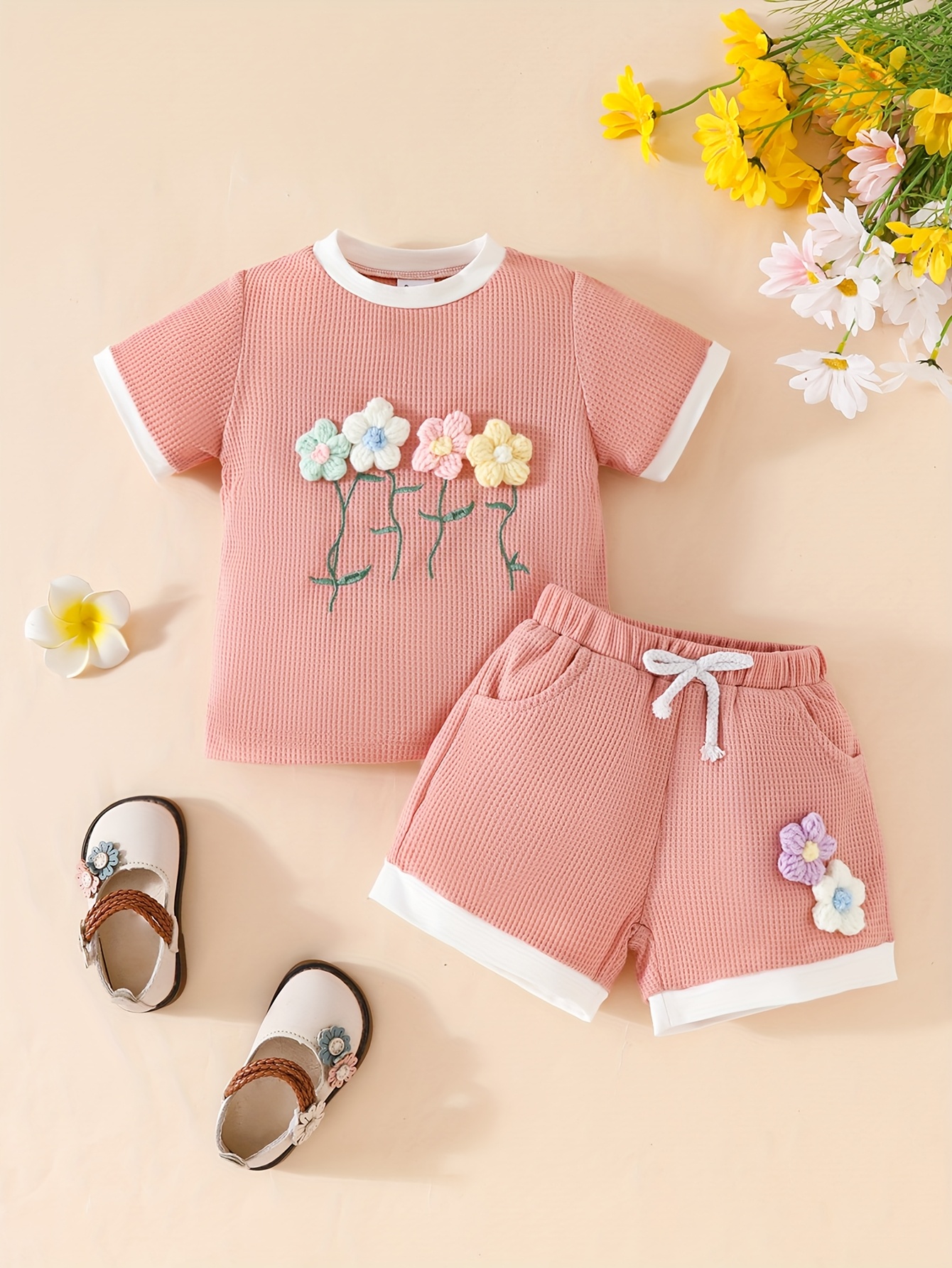 set toddler girls trim knit sweater and pants outfit, 80