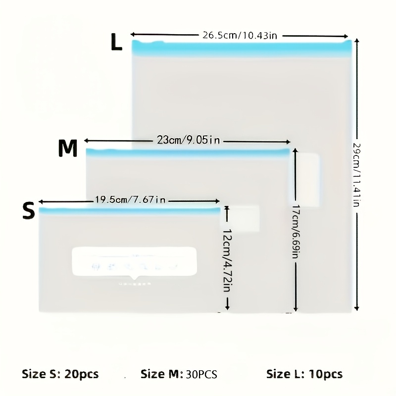 60pcs 3 sizes zipper closure fresh keeping bags food storage organizer bags   seal bags for fruits   vegetables and meat kitchen storage and   2