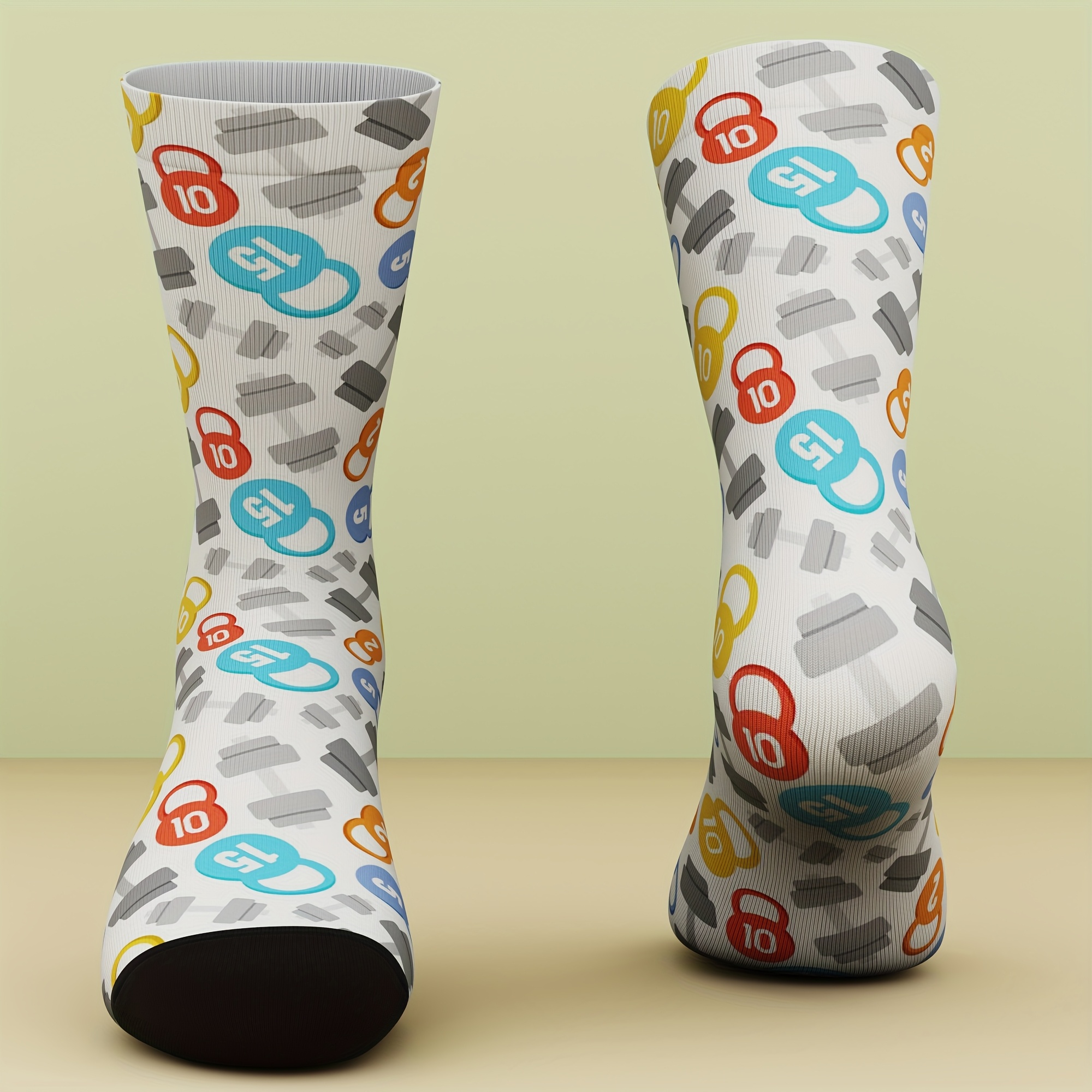 TEMU Un par de calcetines unisex con un diseño de mancuernas. calcetines originales son un regalo divertido y elegante. Son cómodos, transpirables y