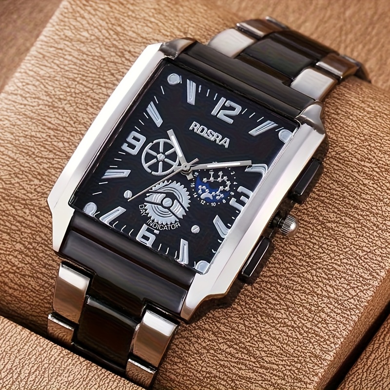 Men's Luxury Rectangular Watch, Stylish Business Quartz Watch