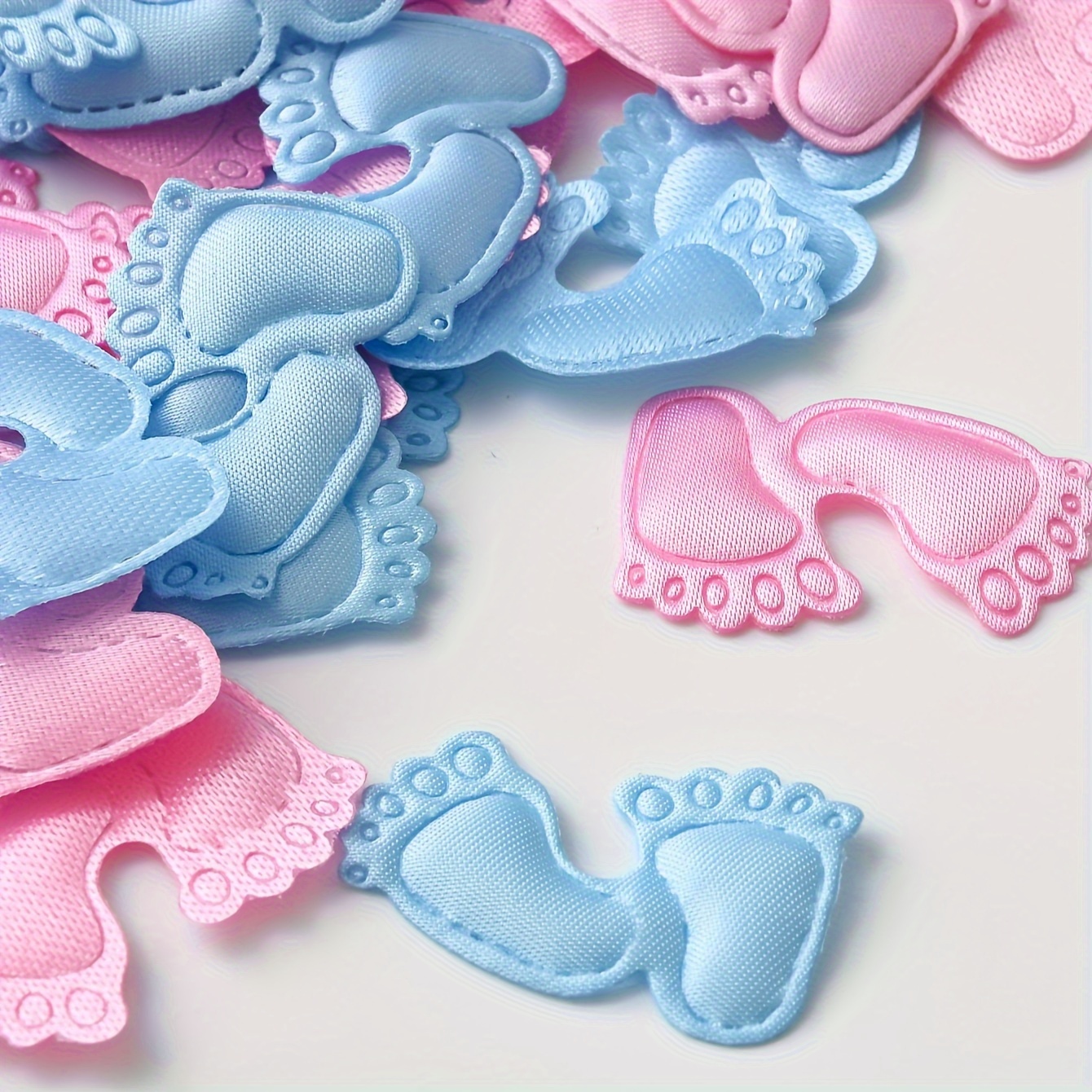 

100pcs Random: Pink And Blue Fabric Footprints - Perfect For Gender Reveal Parties, Carnival Themed Events, And Seasonal Celebrations (spring, Summer, Fall, Winter) - Suitable For Ages 14 And Up