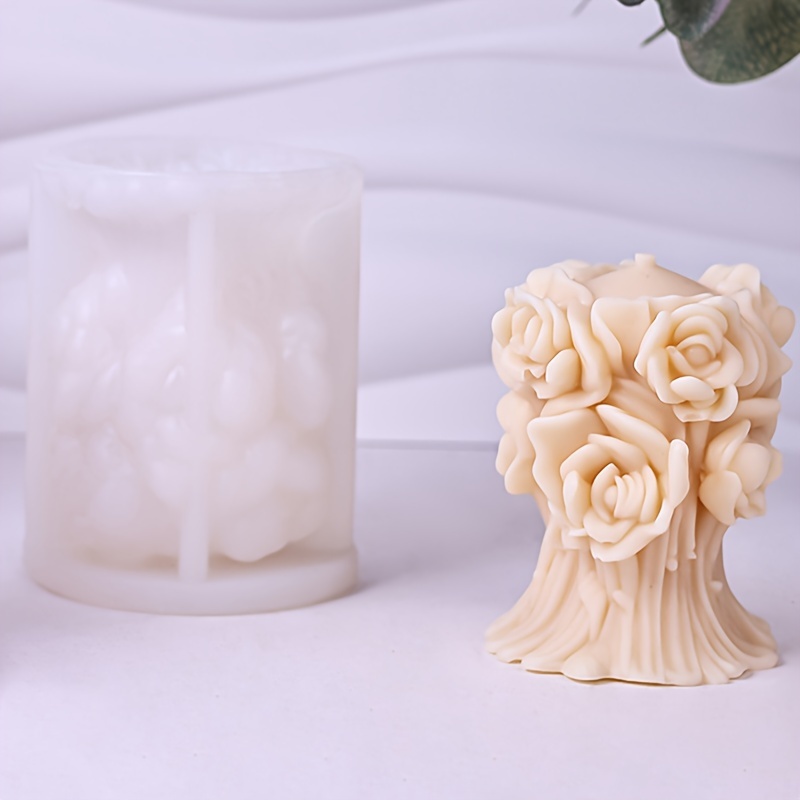 

Diy Aromatherapy Candle & Diffuser Stone Silicone Mold - Floral Column Design, Oval Shape, Craft Tool